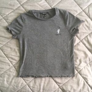 Gray “Call me” crop top